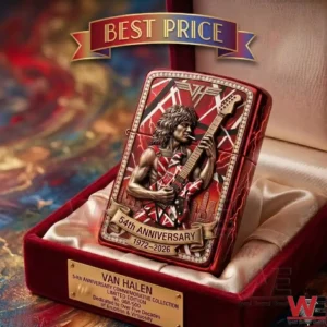 Van Halen 54th Anniversary limited edition commemorative lighter in a velvet display case.