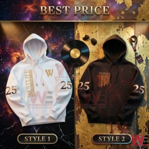 Westlife 25th anniversary commemorative hooded sweatshirts in white and black