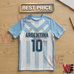 Argentina soccer jersey with number 10 and three gold stars